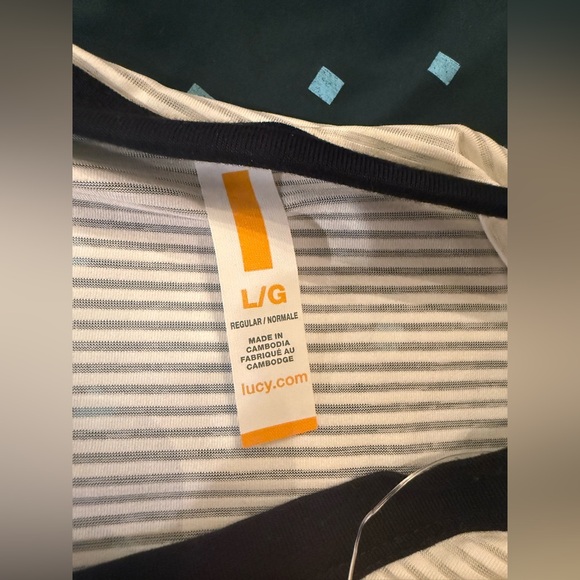 NWT. Lucy. Full Potential Sheer Long Sleeve Top. White/Black. Size Large. - Picture 8 of 11